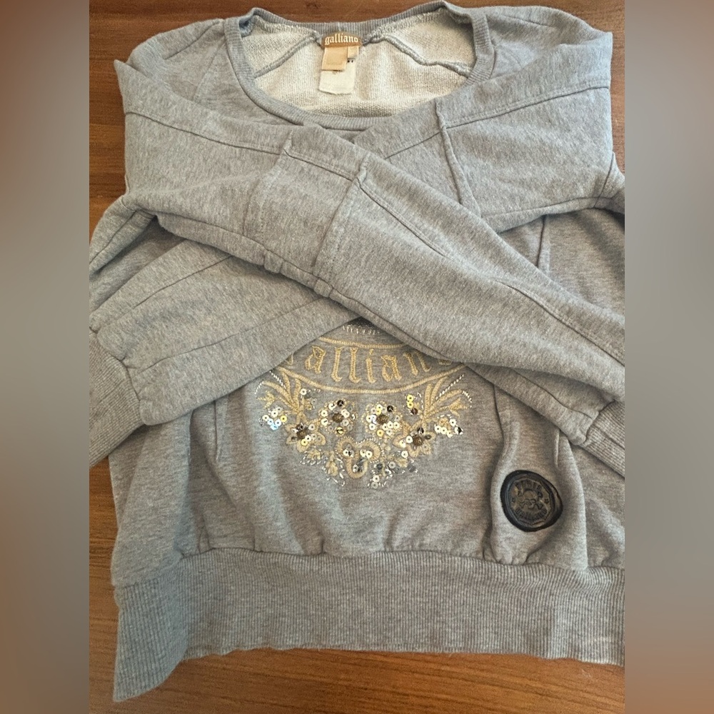 Galliano Light Gray Embellished Sweater - Picture 7 of 12